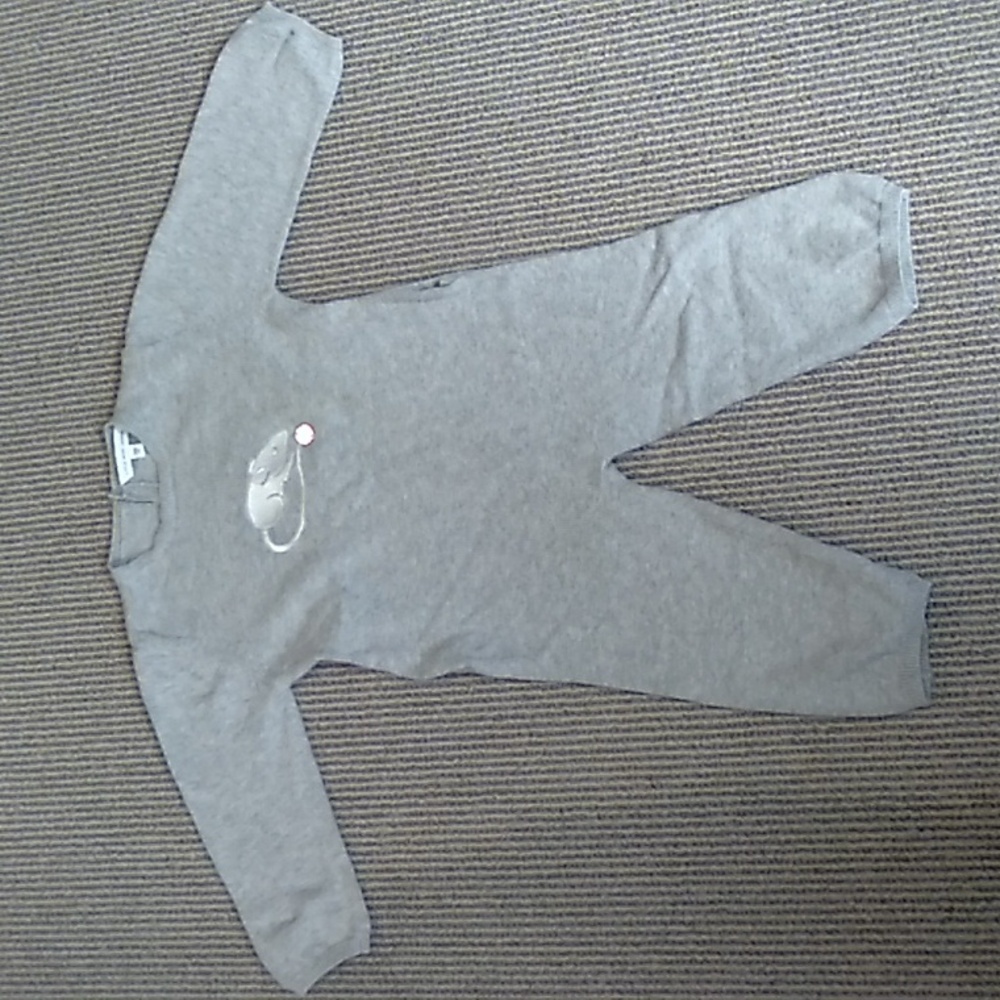 Little Marc Jacobs 12 month baby boy cozy grey romper with white mouse